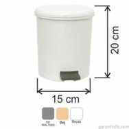 Garanti Metal 7135 3.5 lt Plastik İç Kovalı Yuvarlak Pedallı Çöp Kovası