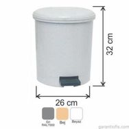 Garanti Metal 7137 15 lt Plastik İç Kovalı Yuvarlak Pedallı Çöp Kovası