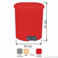 Garanti Metal 7139 40 lt Plastik İç Kovalı Yuvarlak Pedallı Çöp Kovası