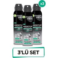 Garnier 3x150 ml Men Magnezyum Ultra Kuru Sprey Deodorant