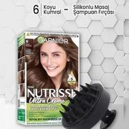 Garnier Nutrisse Krem 6 Koyu Kumral Saç Boyası + Siyah Masaj Şampuan Fırçası