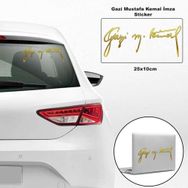 Adesivo Per Auto O Parete Con Firma Atatürk | Mustafa Kemal Imza | Pellicola PVC Oro 20x7 Cm - 4