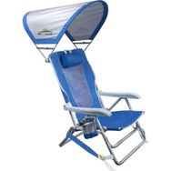 GCI Outdoor Sunshade 4 Kademeli Güneşlikli Katlanır Mavi Plaj Sandalyesi