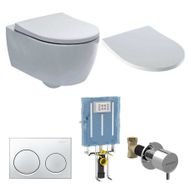 Geberit Rimfree Alpha 10 Soft Slim Parlak Krom İcon Asma Klozet Seti