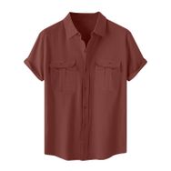 Generic A-A62 Bordo Kaplumbağa Boyun Keten Tops Tee Kısa Kollu Victoria Hırka Kış Sonbahar Gömlek Tarz 2025 Erkek T-shirt