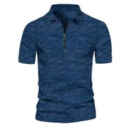 Generic D-612 Lacivert Kaplumbağa Boyun Tee Tops Kısa Kollu Düz Sonbahar Yaz Tee Gömlek Tarz 2025 Düzenli Fit Erkek T-shirt