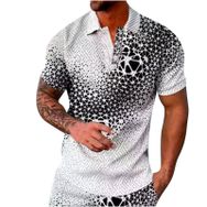 Generic W-597 Beyaz Kaplumbağa Boyun Tee Tops Kısa Kollu Düz Sonbahar Yaz Tee Gömlek Tarz 2025 Düzenli Fit Erkek T-shirt