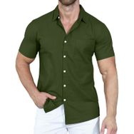 Generic Z-372 Ordu Kireç Yeşili Kısa Kollu Tops Tee Erkek Yüksek Boyun Yaz Sonbahar Gömlek Tarz 2025 Y2K Erkek T-shirt