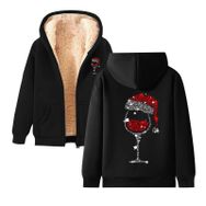 Generisch 2 Noel Kapüşonlu Modern Polar Noel Baskılı Kış Uzun Kollu Gündelik Zarif Siyah Kadın Sweatshirt