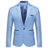 Generisch 2025 Slim Fit Hafif Gök Mavisi Standart Kesim Blazer Erkek Takım Ceket