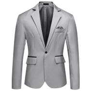 Generisch 2025 Slim Fit Hafif Gri Standart Kesim Blazer Erkek Takım Ceket