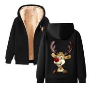 Generisch 3 Noel Kapüşonlu Modern Polar Noel Baskılı Kış Uzun Kollu Gündelik Zarif Siyah Kadın Sweatshirt