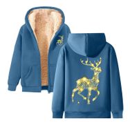 Generisch 4 Noel Kapüşonlu Modern Polar Noel Baskılı Kış Uzun Kollu Gündelik Zarif Mavi Kadın Sweatshirt