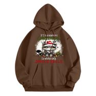 Generisch A Noel Kapüşonlu Modern Noel Baskılı Kış Uzun Kollu Noel Gündelik Kahve Kadın Sweatshirt