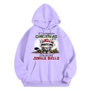 Generisch A Noel Kapüşonlu Modern Noel Baskılı Kış Uzun Kollu Noel Gündelik Lila Kadın Sweatshirt