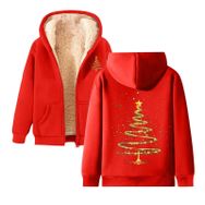 Generisch A Noel Kapüşonlu Modern Polar Tarz Noel Baskılı Kış Uzun Kollu Gündelik Zarif Kırmızı Kadın Sweatshirt
