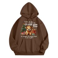 Generisch B Noel Kapüşonlu Modern Noel Baskılı Kış Uzun Kollu Gündelik Kahve Kadın Sweatshirt