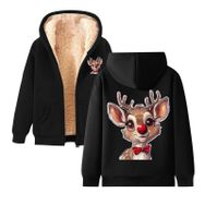 Generisch C Noel Kapüşonlu Modern Polar Tarz Noel Baskılı Kış Uzun Kollu Gündelik Zarif Siyah Kadın Sweatshirt