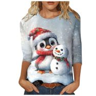 Generisch G Noel 3/4 Kollu Tatlı Desenli Kazak Model Kış Yuvarlak Yaka Uzun Kollu Süveter Moda Bol Üst Giyim Lila Kadın Kazağı