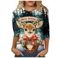 Generisch J Noel 3/4 Kollu Tatlı Desenli Kazak Model Kış Yuvarlak Yaka Uzun Kollu Süveter Moda Bol Üst Giyim Siyah Kadın Kazağı