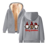 Generisch Noel Baskı 2025 Boş Zaman Kış Zarif Kapüşonlu Uzun Kollu Açık Gri-C Kadın Sweatshirt