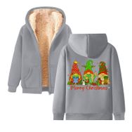 Generisch Noel Baskı 2025 Boş Zaman Kış Zarif Kapüşonlu Uzun Kollu Açık Gri-D Kadın Sweatshirt