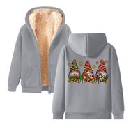 Generisch Noel Baskı 2025 Boş Zaman Kış Zarif Kapüşonlu Uzun Kollu Açık Gri-E Kadın Sweatshirt