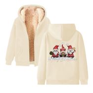 Generisch Noel Baskı 2025 Boş Zaman Kış Zarif Kapüşonlu Uzun Kollu Bej-A Kadın Sweatshirt