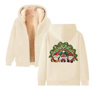 Generisch Noel Baskı 2025 Boş Zaman Kış Zarif Kapüşonlu Uzun Kollu Bej-B Kadın Sweatshirt