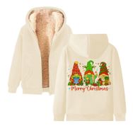 Generisch Noel Baskı 2025 Boş Zaman Kış Zarif Kapüşonlu Uzun Kollu Bej-D Kadın Sweatshirt