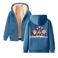 Generisch Noel Baskı 2025 Boş Zaman Kış Zarif Kapüşonlu Uzun Kollu Gök Mavisi-A Kadın Sweatshirt
