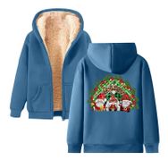Generisch Noel Baskı 2025 Boş Zaman Kış Zarif Kapüşonlu Uzun Kollu Gök Mavisi-B Kadın Sweatshirt