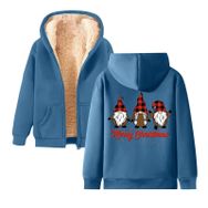 Generisch Noel Baskı 2025 Boş Zaman Kış Zarif Kapüşonlu Uzun Kollu Gök Mavisi-C Kadın Sweatshirt
