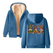 Generisch Noel Baskı 2025 Boş Zaman Kış Zarif Kapüşonlu Uzun Kollu Gök Mavisi Kadın Sweatshirt