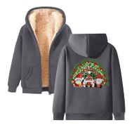 Generisch Noel Baskı 2025 Boş Zaman Kış Zarif Kapüşonlu Uzun Kollu Koyu Gri-B Kadın Sweatshirt