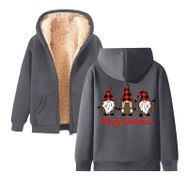 Generisch Noel Baskı 2025 Boş Zaman Kış Zarif Kapüşonlu Uzun Kollu Koyu Gri-C Kadın Sweatshirt
