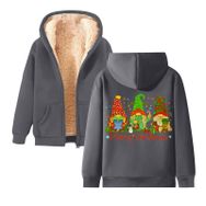 Generisch Noel Baskı 2025 Boş Zaman Kış Zarif Kapüşonlu Uzun Kollu Koyu Gri Kadın Sweatshirt