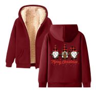 Generisch Noel Baskı 2025 Boş Zaman Kış Zarif Kapüşonlu Uzun Kollu Şarap-C Kadın Sweatshirt