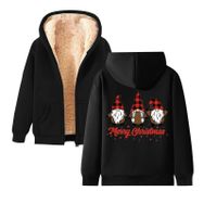 Generisch Noel Baskı 2025 Boş Zaman Kış Zarif Kapüşonlu Uzun Kollu Siyah-C Kadın Sweatshirt