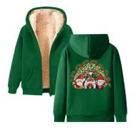 Generisch Noel Baskı 2025 Boş Zaman Kış Zarif Kapüşonlu Uzun Kollu Yeşil-B Kadın Sweatshirt