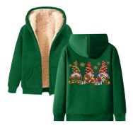 Generisch Noel Baskı 2025 Boş Zaman Kış Zarif Kapüşonlu Uzun Kollu Yeşil-E Kadın Sweatshirt