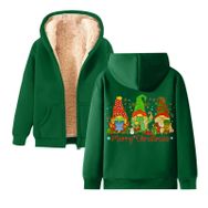 Generisch Noel Baskı 2025 Boş Zaman Kış Zarif Kapüşonlu Uzun Kollu Yeşil Kadın Sweatshirt