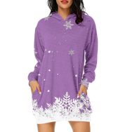 Generisch Noel Baskı 2025 Günlük Kış Kapüşonlu Uzun Kollu 1-Lila Kadın Sweatshirt