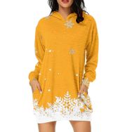Generisch Noel Baskı 2025 Günlük Kış Kapüşonlu Uzun Kollu 1-Sarı Kadın Sweatshirt