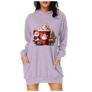 Generisch Noel Baskı 2025 Günlük Kış Kapüşonlu Uzun Kollu B-Lila Kadın Sweatshirt