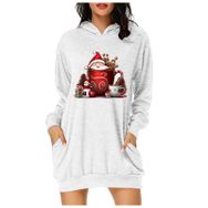 Generisch Noel Baskı 2025 Modern Kapüşonlu Uzun Kollu Beyaz 4 Kadın Sweatshirt