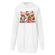 Generisch Noel Baskı 2025 Modern Kapüşonlu Uzun Kollu Beyaz-A Kadın Sweatshirt