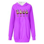 Generisch Noel Baskı 2025 Modern Kapüşonlu Uzun Kollu Leylak Kadın Sweatshirt