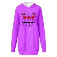 Generisch Noel Baskı 2025 Modern Kapüşonlu Uzun Kollu Lila-B Kadın Sweatshirt