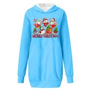 Generisch Noel Baskı 2025 Modern Kapüşonlu Uzun Kollu Mavi-A Kadın Sweatshirt